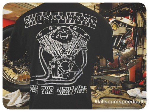Shovelhead black engine tee - engine,